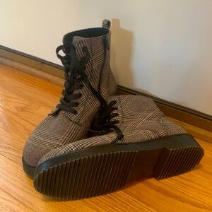 Plaid Target Brand Combat Boots With Zips Size 11